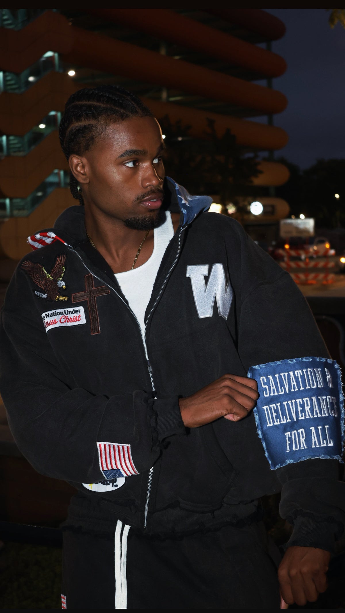 One Nation Under Jesus Christ Jacket (Washed Black)