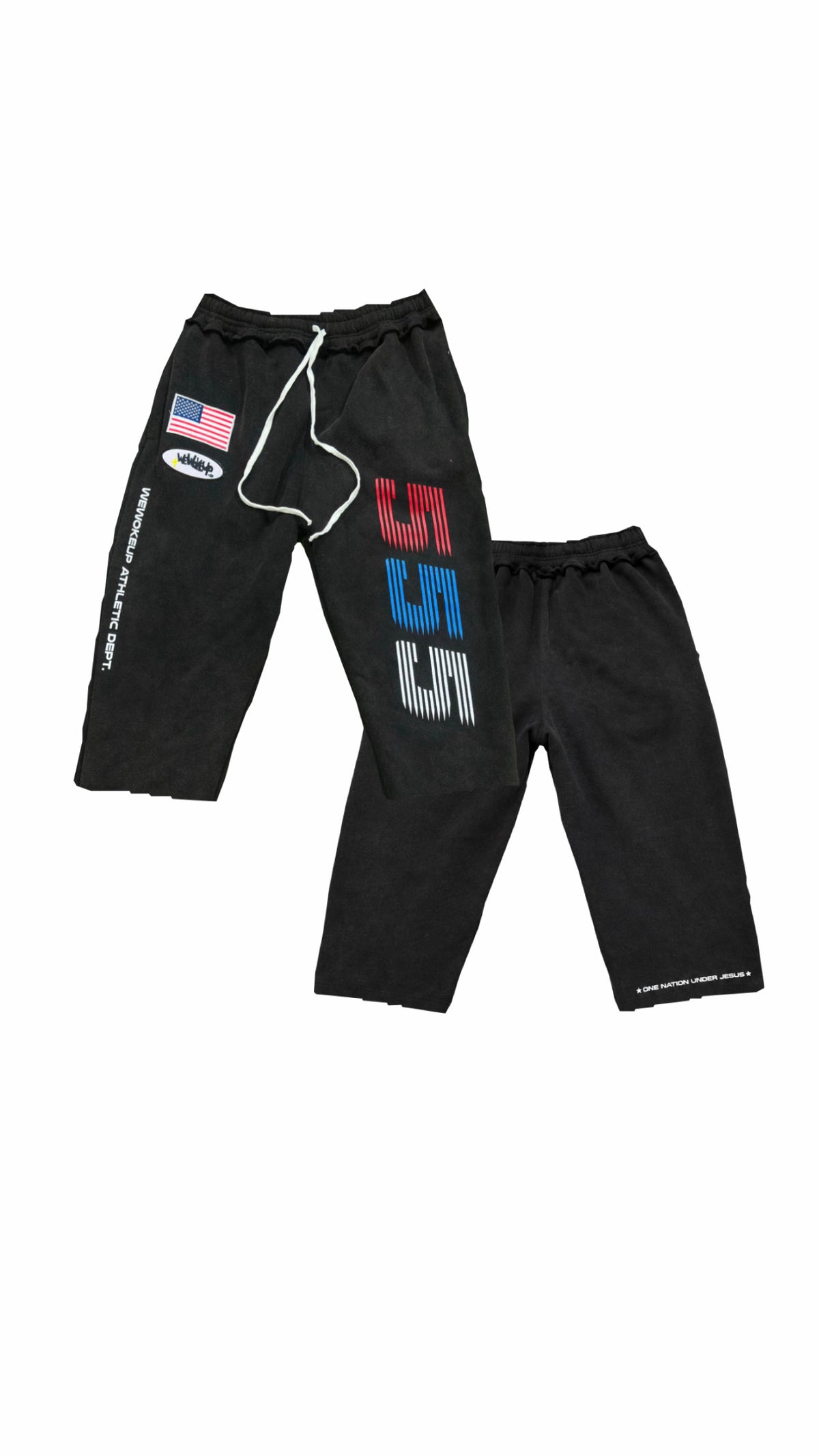 One Nation Under Jesus Christ Cropped Sweatpants (Washed Black)