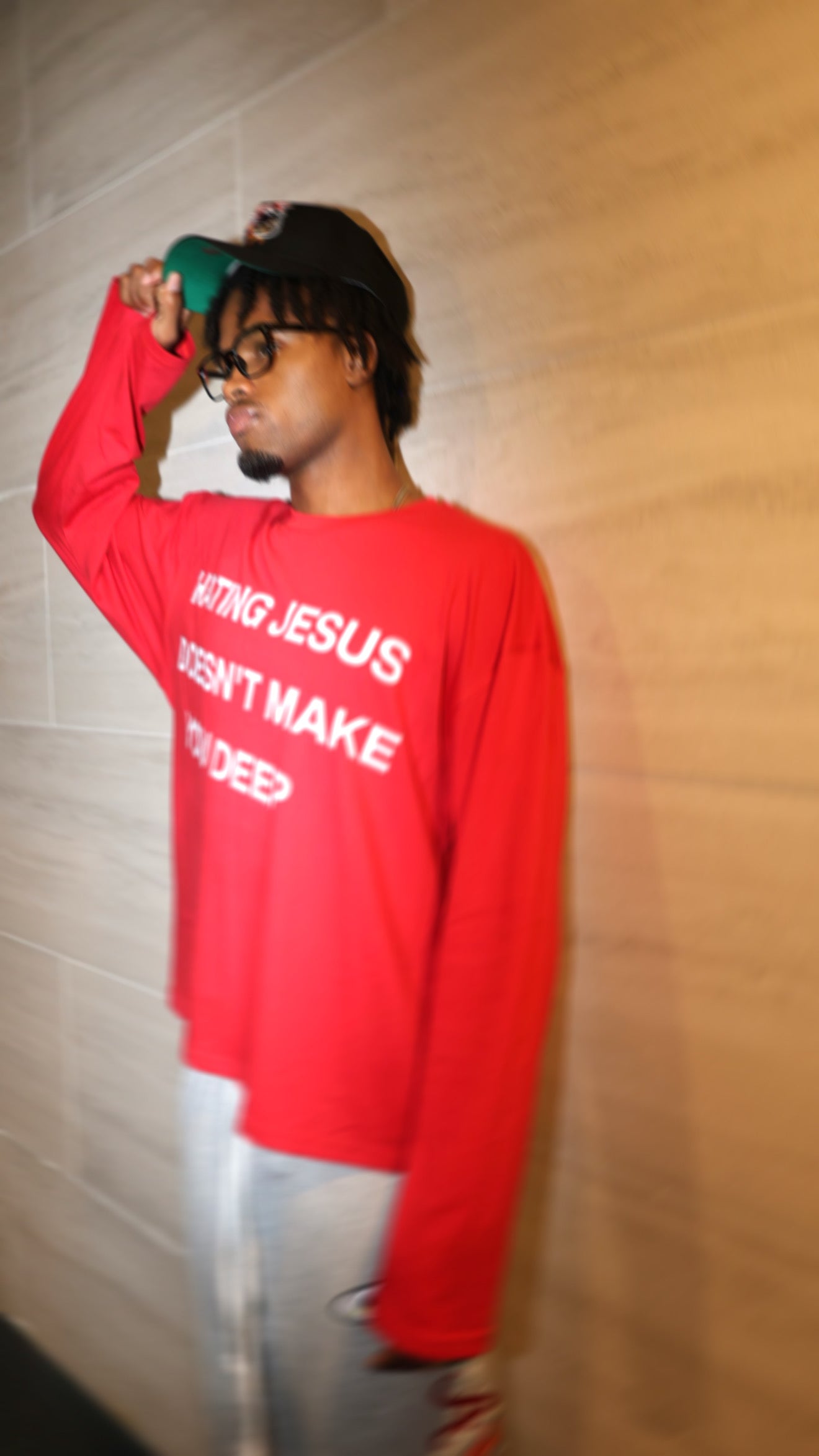 Hating Jesus Doesn’t Make You Deep (Red Long-sleeve T-shirt)