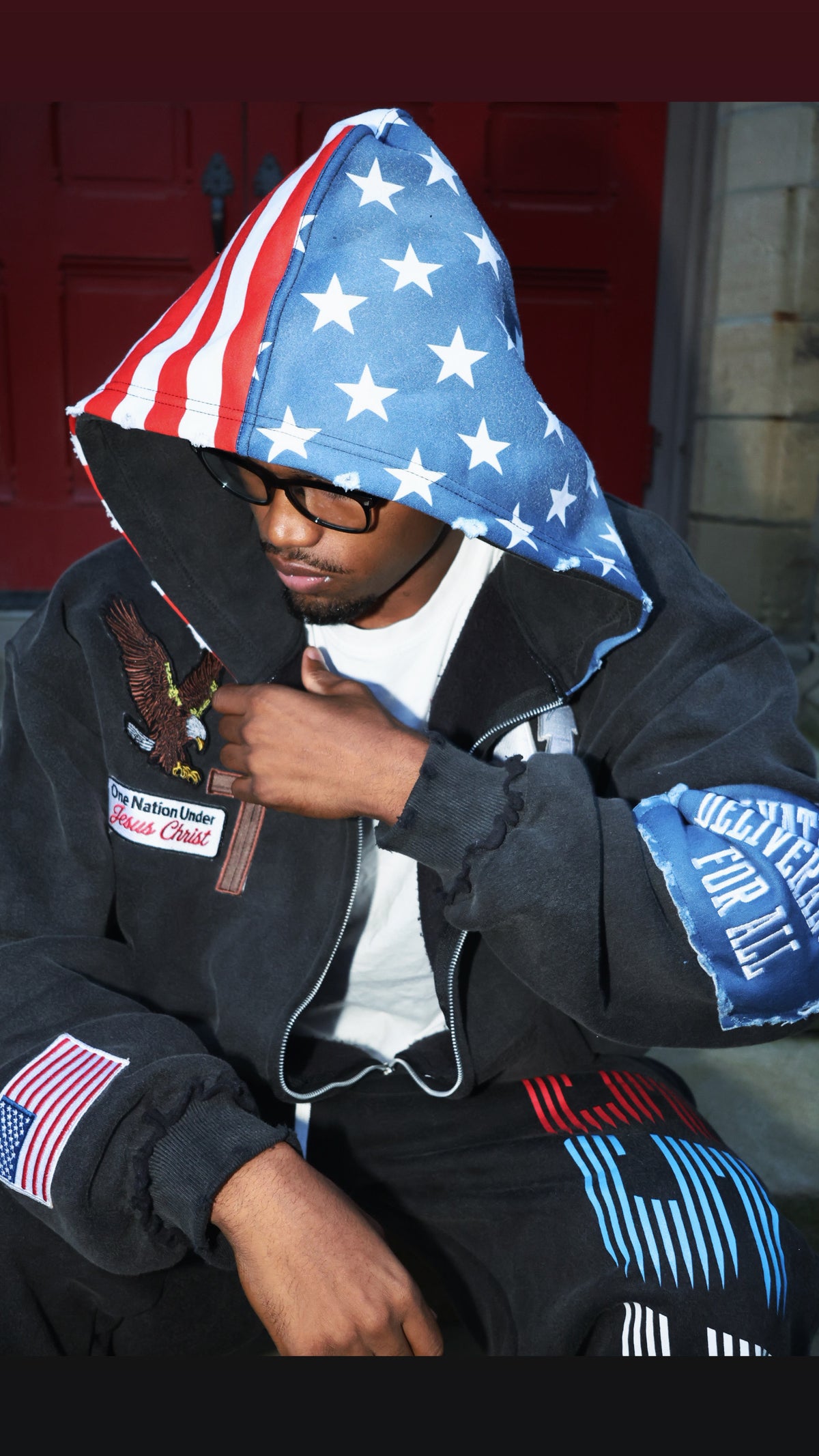 One Nation Under Jesus Christ Jacket (Washed Black)
