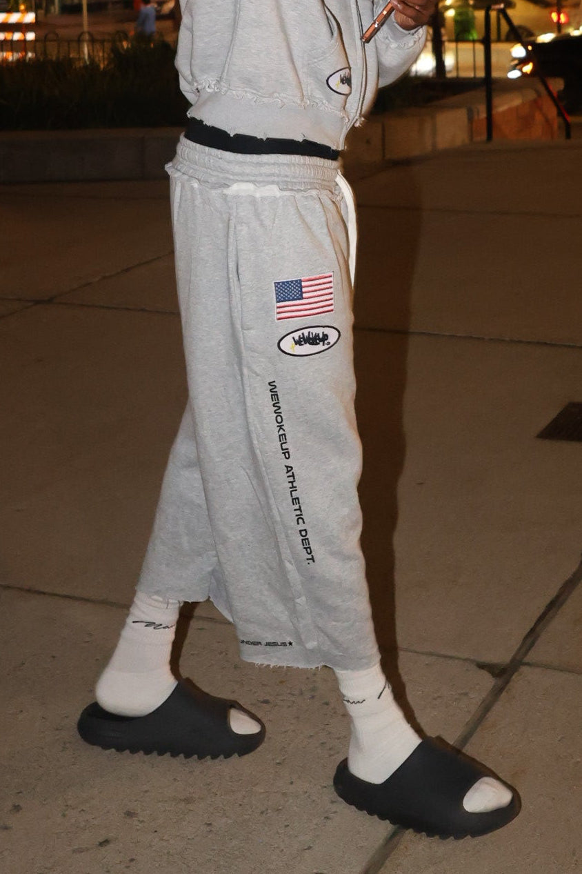 One Nation Under Jesus Christ Cropped Sweatpants (Gray)