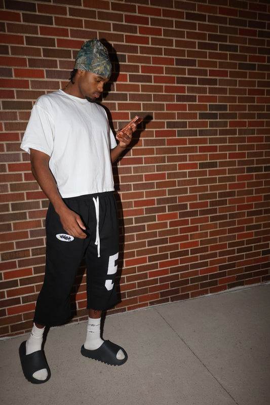 WEWOKEUP CROPPED SWEATS (BLACK) (CREATION EDITION)