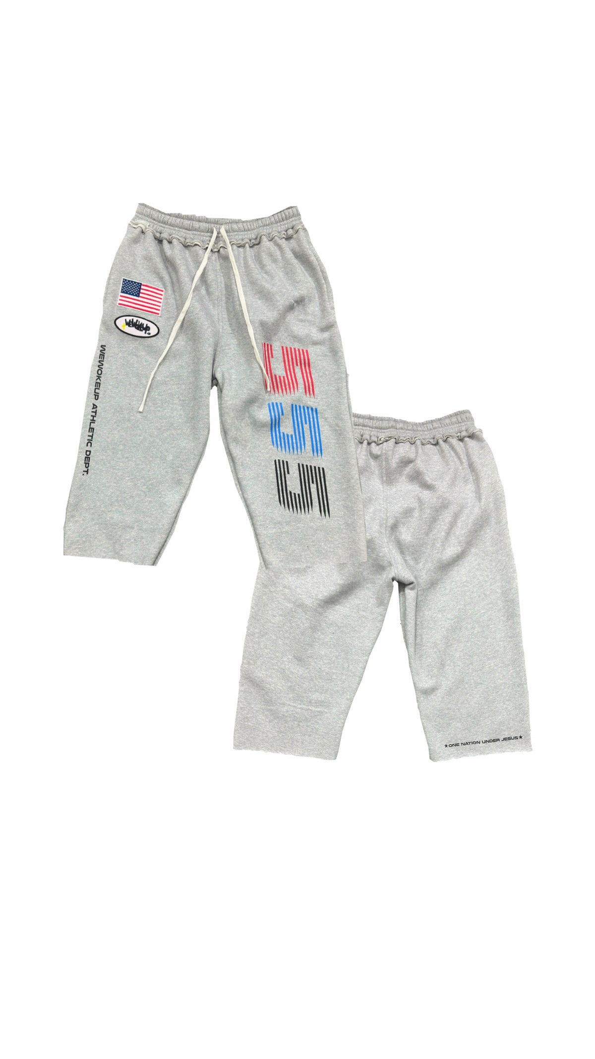 One Nation Under Jesus Christ Cropped Sweatpants (Gray)