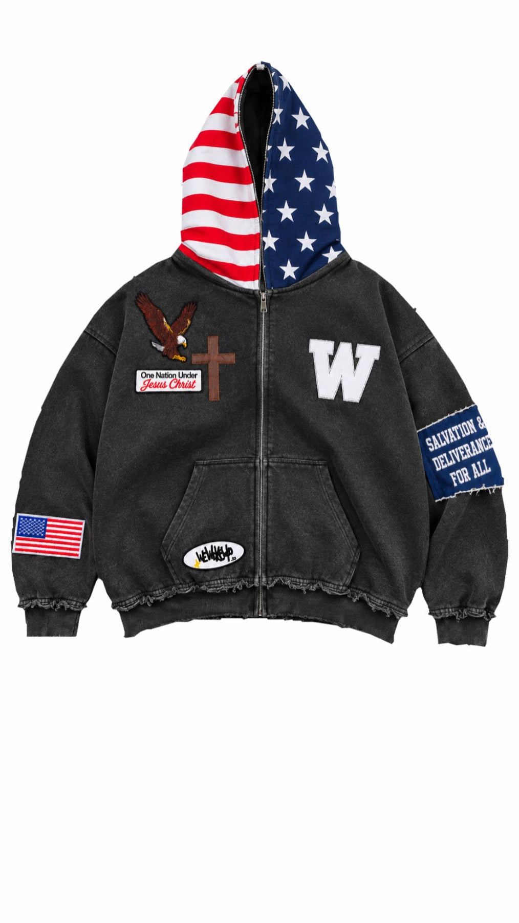 One Nation Under Jesus Christ Jacket (Washed Black)