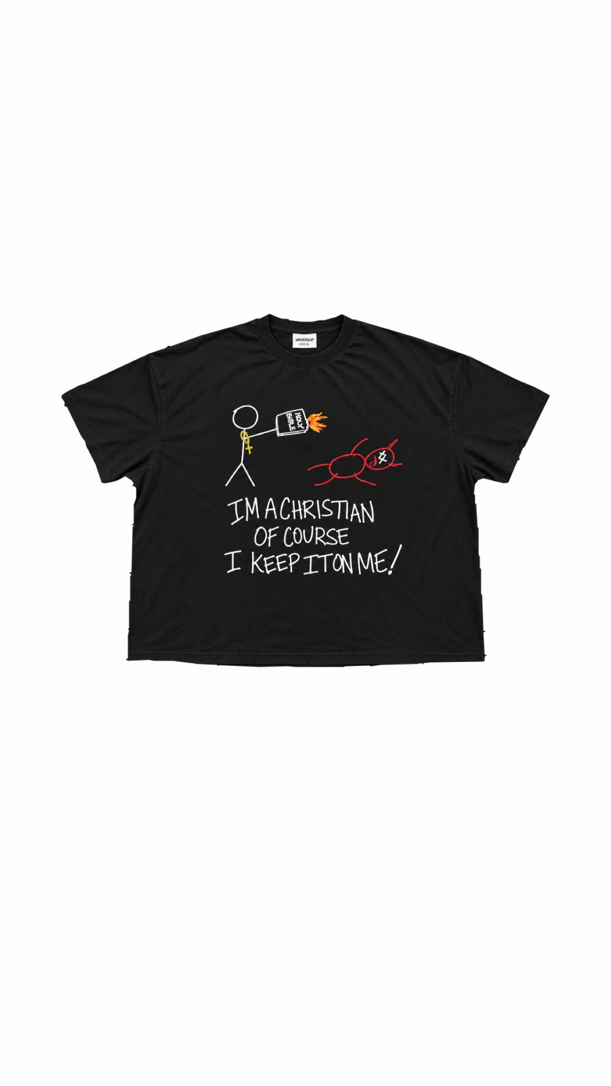 Holy Fire T-Shirt (Black)(Cropped) (Cut-off sleeves)