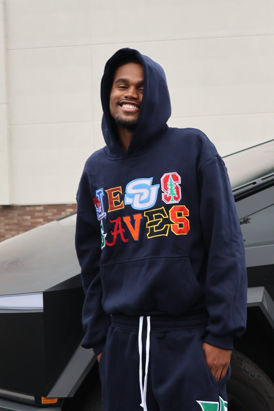 JESUS SAVES UNIVERSITY HOODIE         (NAVY BLUE)