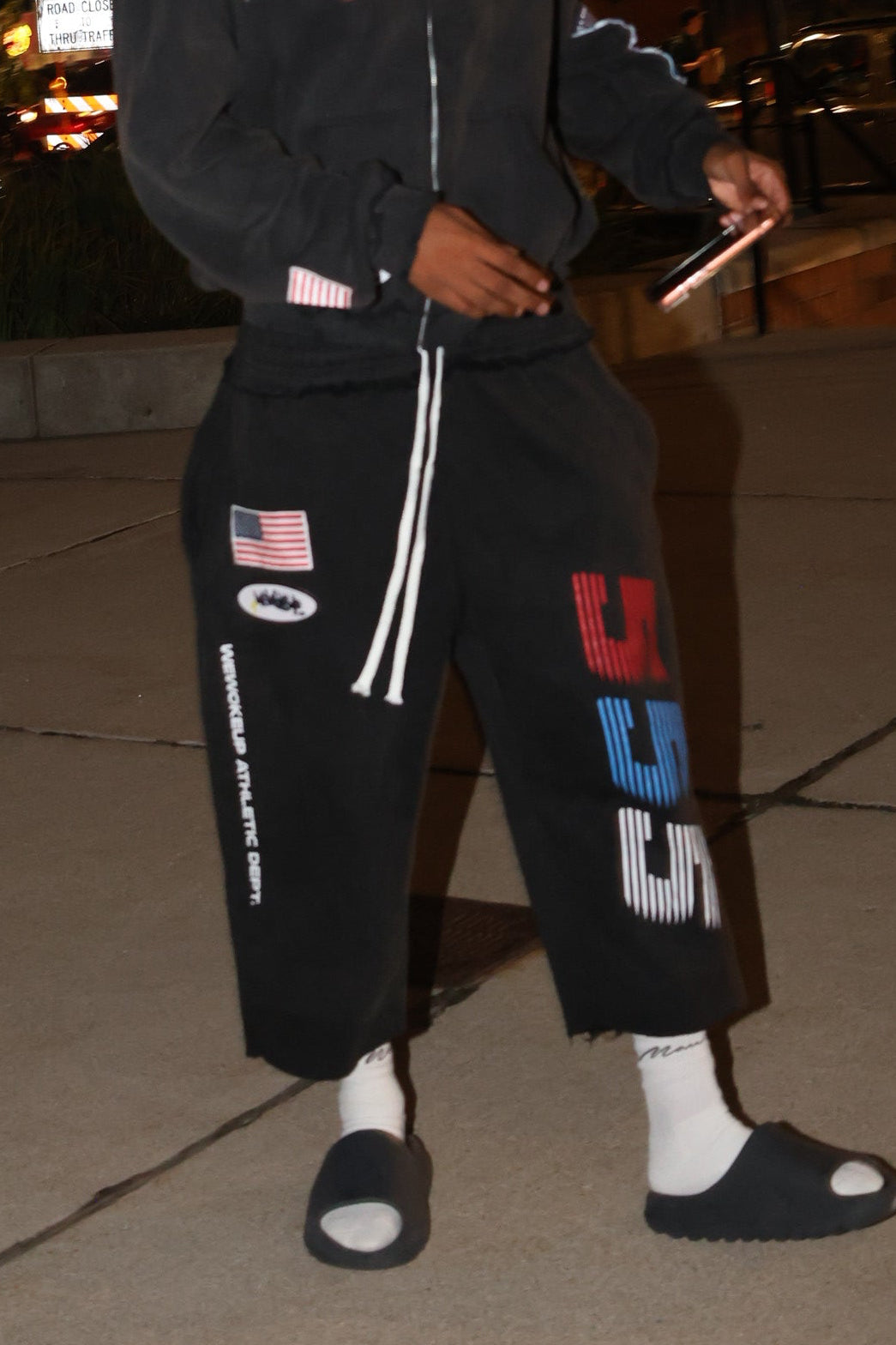 One Nation Under Jesus Christ Cropped Sweatpants (Washed Black)