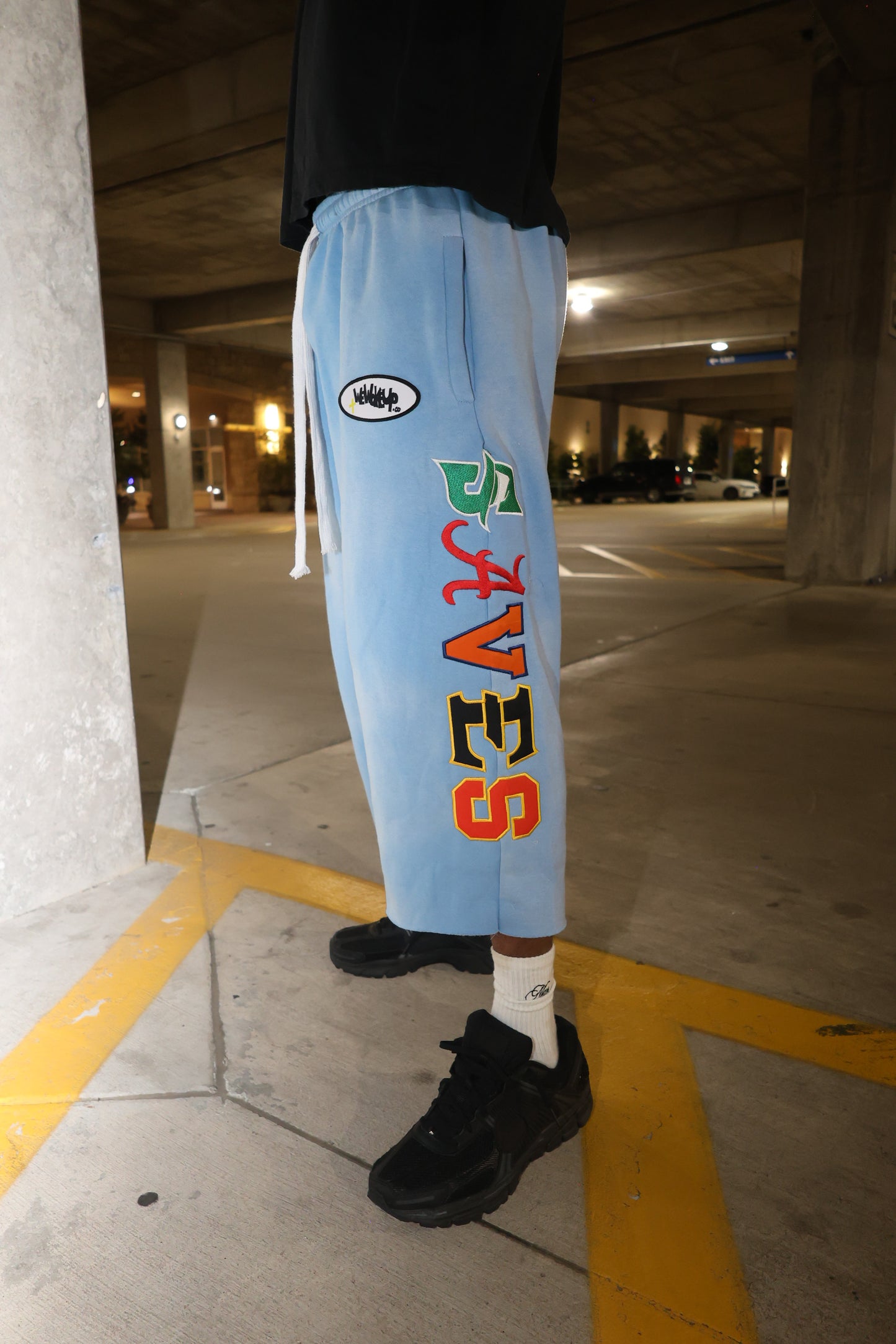 JESUS SAVES UNIVERSITY CROPPED SWEATS (SKY BLUE)