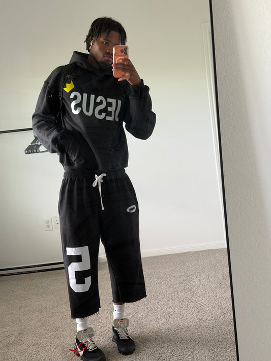 WEWOKEUP CROPPED SWEATS (BLACK) (CREATION EDITION)