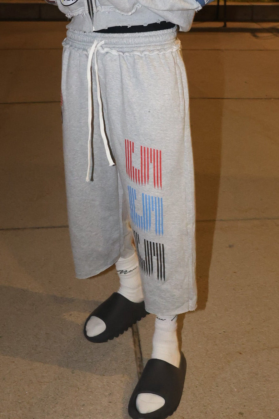 One Nation Under Jesus Christ Cropped Sweatpants (Gray)