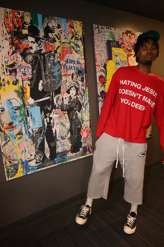 Hating Jesus Doesn’t Make You Deep (Red Long-sleeve T-shirt)