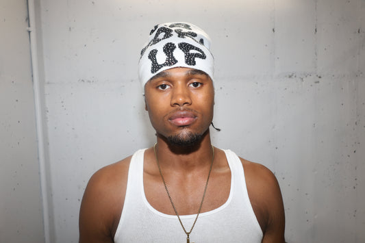 RHINESTONE WEWOKEUP BEANIE (WHITE)