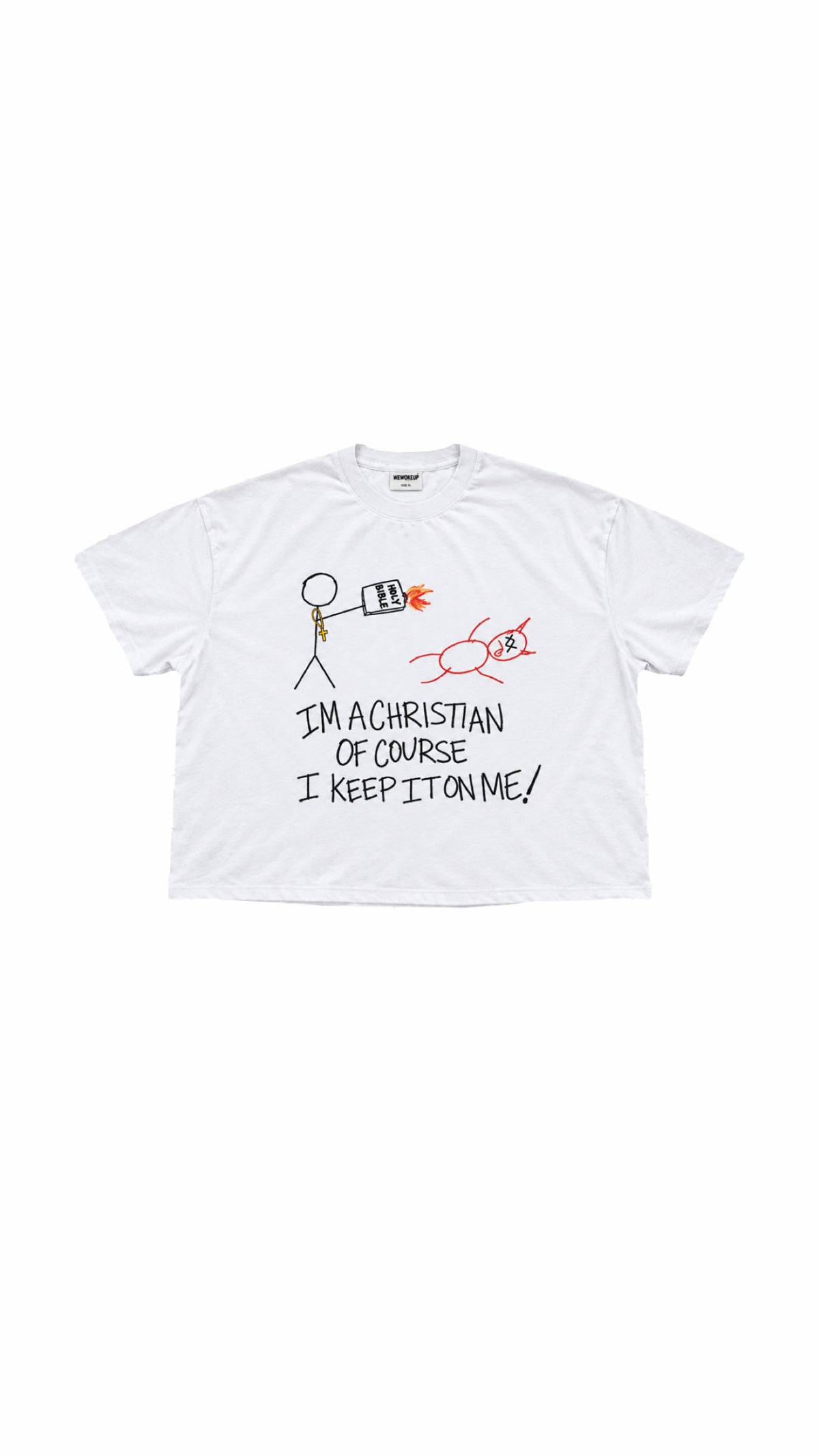 Holy Fire T-Shirt (White)(Cropped) (Cut-off sleeves)