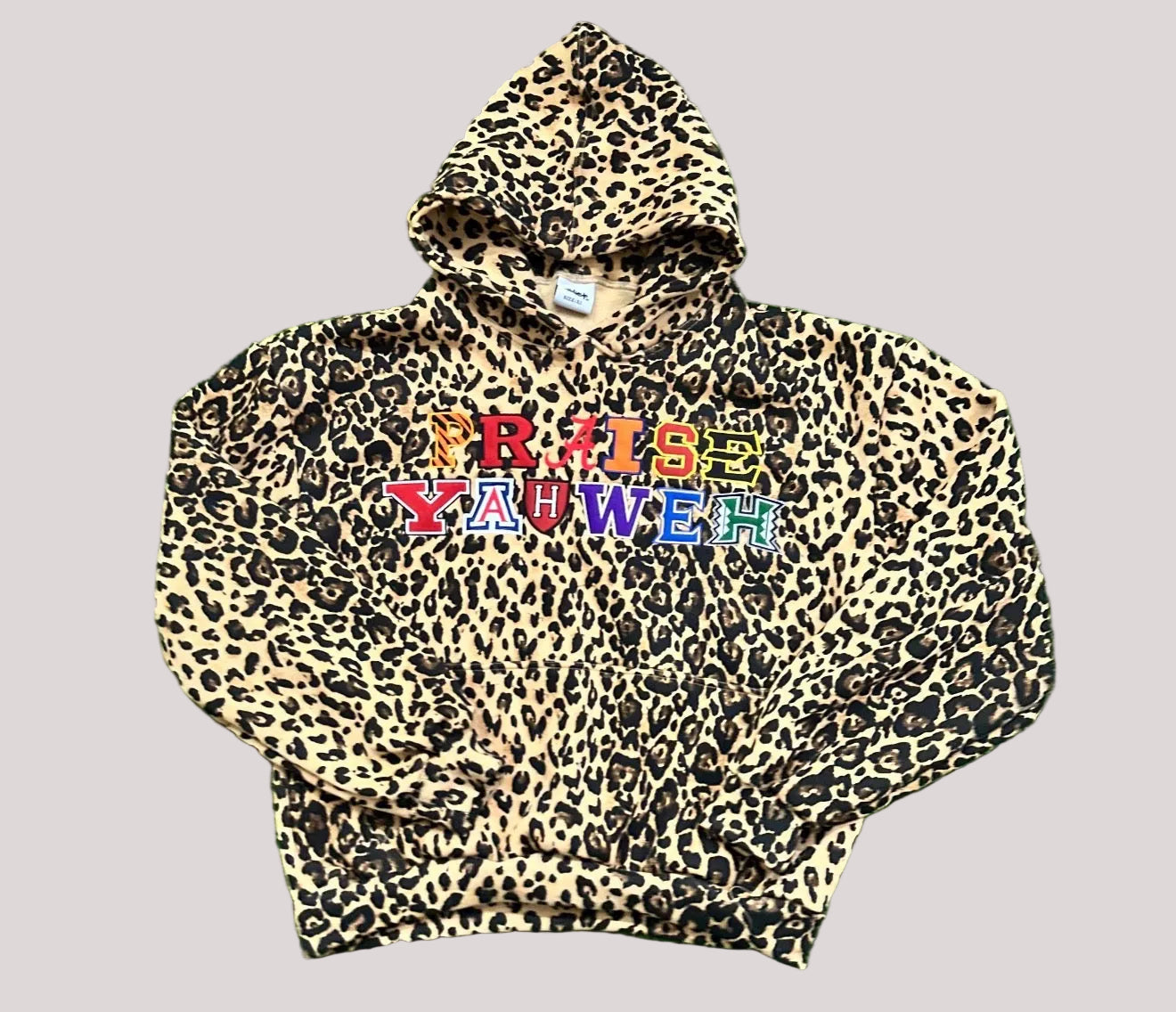 PRAISE YAHWEH UNIVERSITY HOODIE (LEOPARD PRINT)